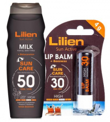 Lilie Sun Active MILK 50 UVA / UVB + Lilien Sun Activ Lip Balm SPF30 balzám na rty 4g