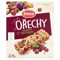 Emco Tyčinka ořechy/brusinka 3x35g