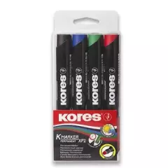 KORES Popisovač permanentní 3mm hrot sada 4 barvy