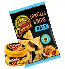 Tortilla Chips slané 450 g + Chio Chip Dip Hot Cheese 200 g